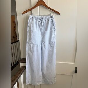 Aritzia Babaton Cotton Poplin Light Blue Pinstripe Wide Leg Pants